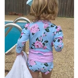 Floral Blue and Pink Kids SwimSuit